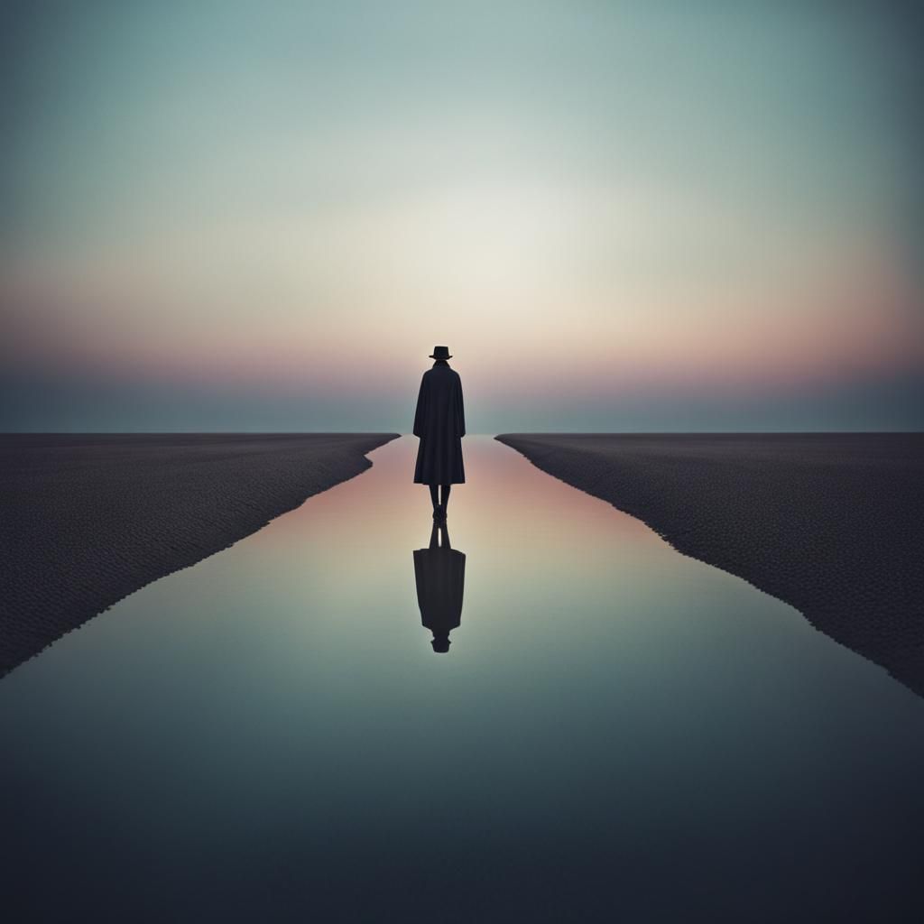 Surreal Reflection in a Deserted Landscape