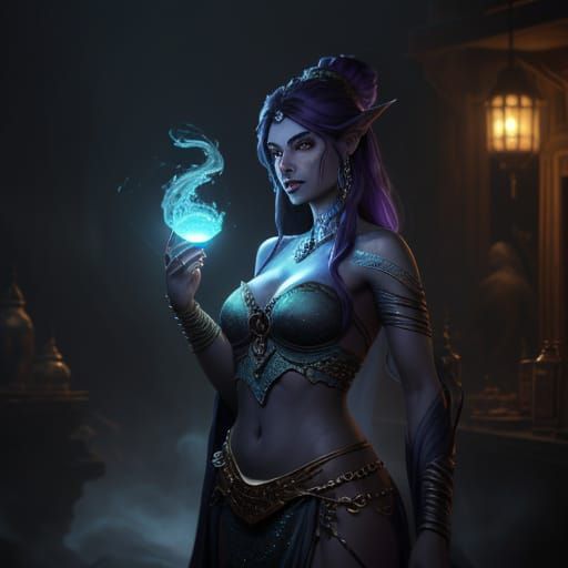 Mystical Smokey Genie in a Bazaar