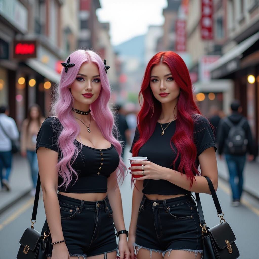 Women Shopping in Gothic Street Fashion