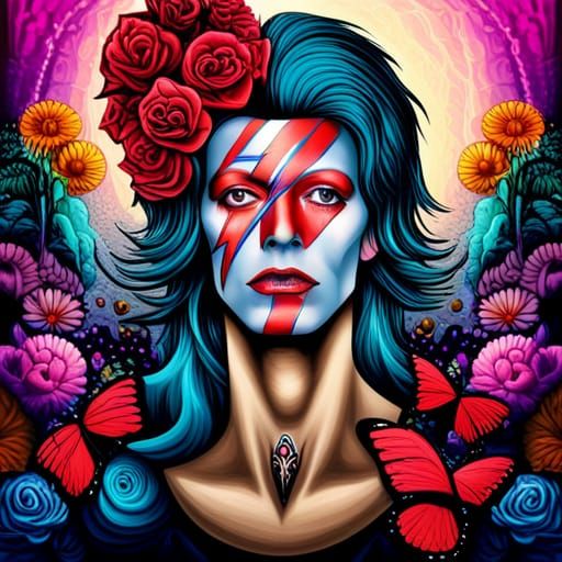 David Bowie Sugar Skull Graffiti Art
