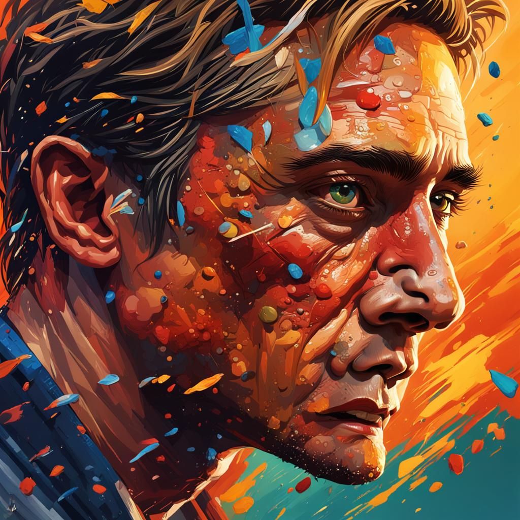 Twin Towers at Sunset: Hyperrealistic Splash Art