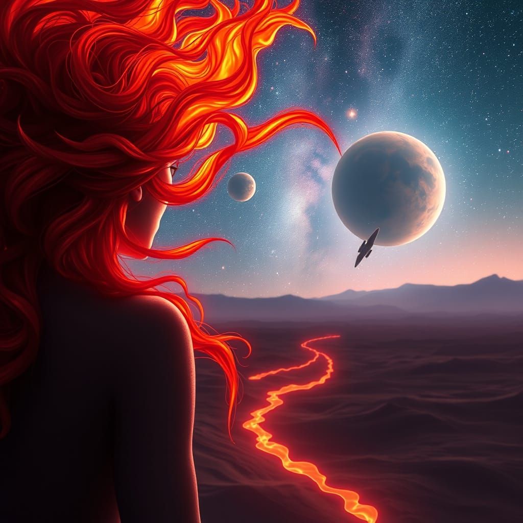 Starfire Escapes Aliens Amidst Fiery Cosmic Skies