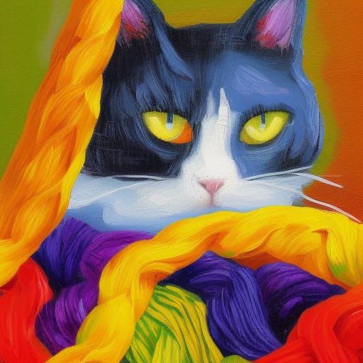 Cats in Yarn: Impasto Oil Painting