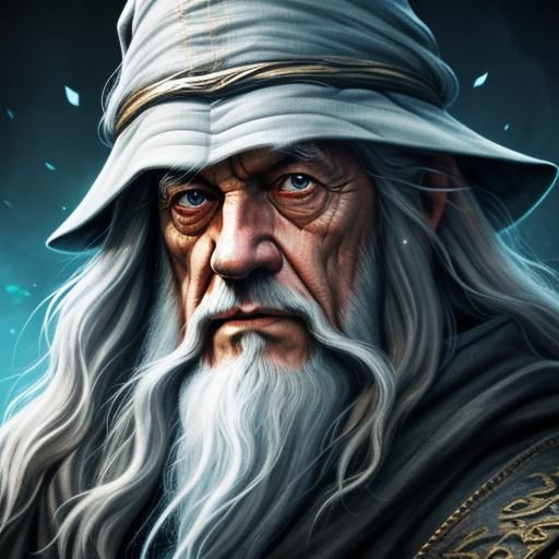 Detailed Portrait of Gandalf in Splash Art Style