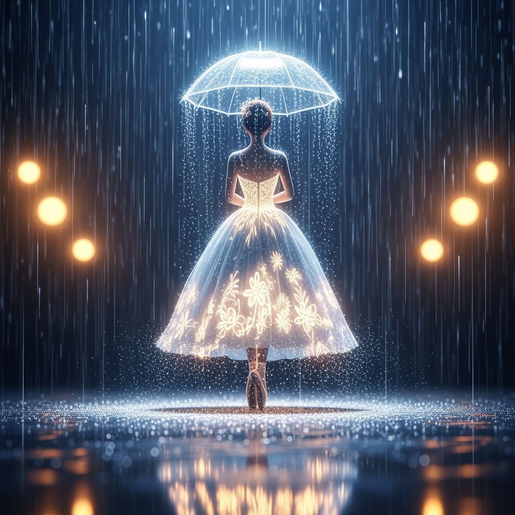 Ethereal Dancer in Magical Downpour Digital Art