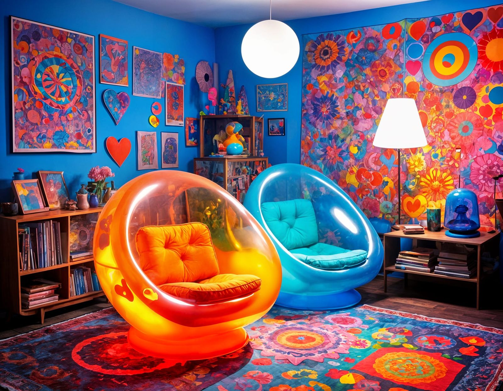 Vibrant 1960s-Inspired Hippy Room Scene