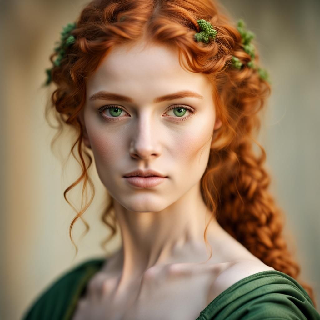 Ancient Greek Beauty with Ginger Hair Portrait