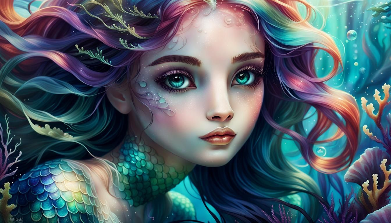 Enchanting Mermaid Portrait in Dreamlike Fantasy Style