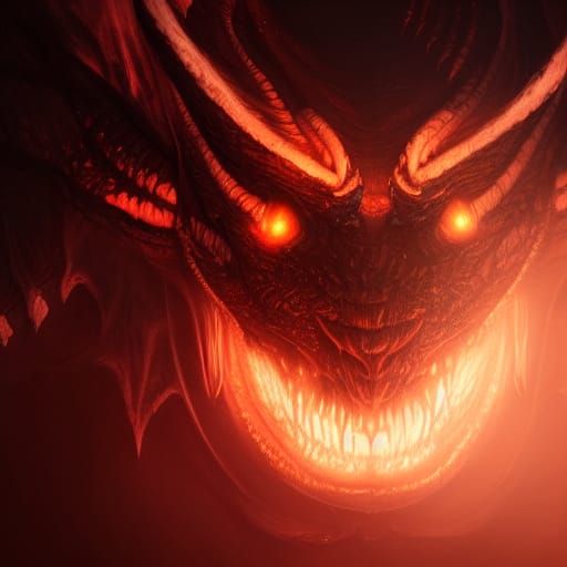 Malicious Balrog Face in Fantasy Horror Style
