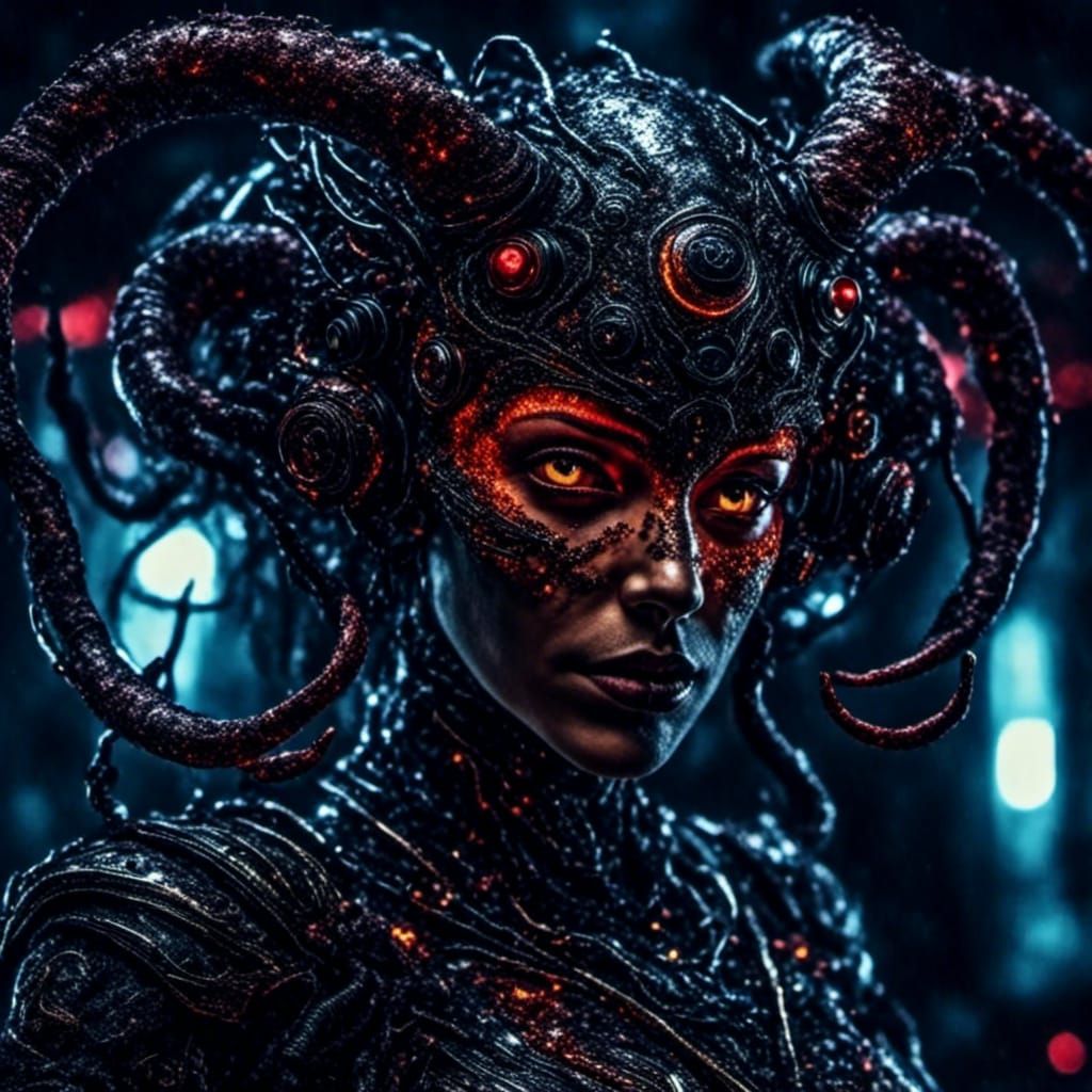 Infernal Beauty: A Detailed Demon Portrait