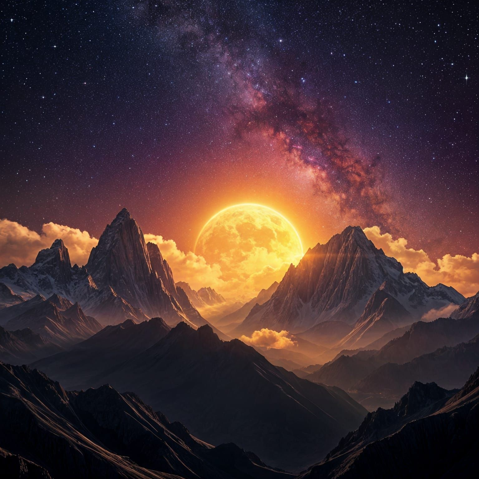 Galactic Mountain Landscape in Science Fiction Style