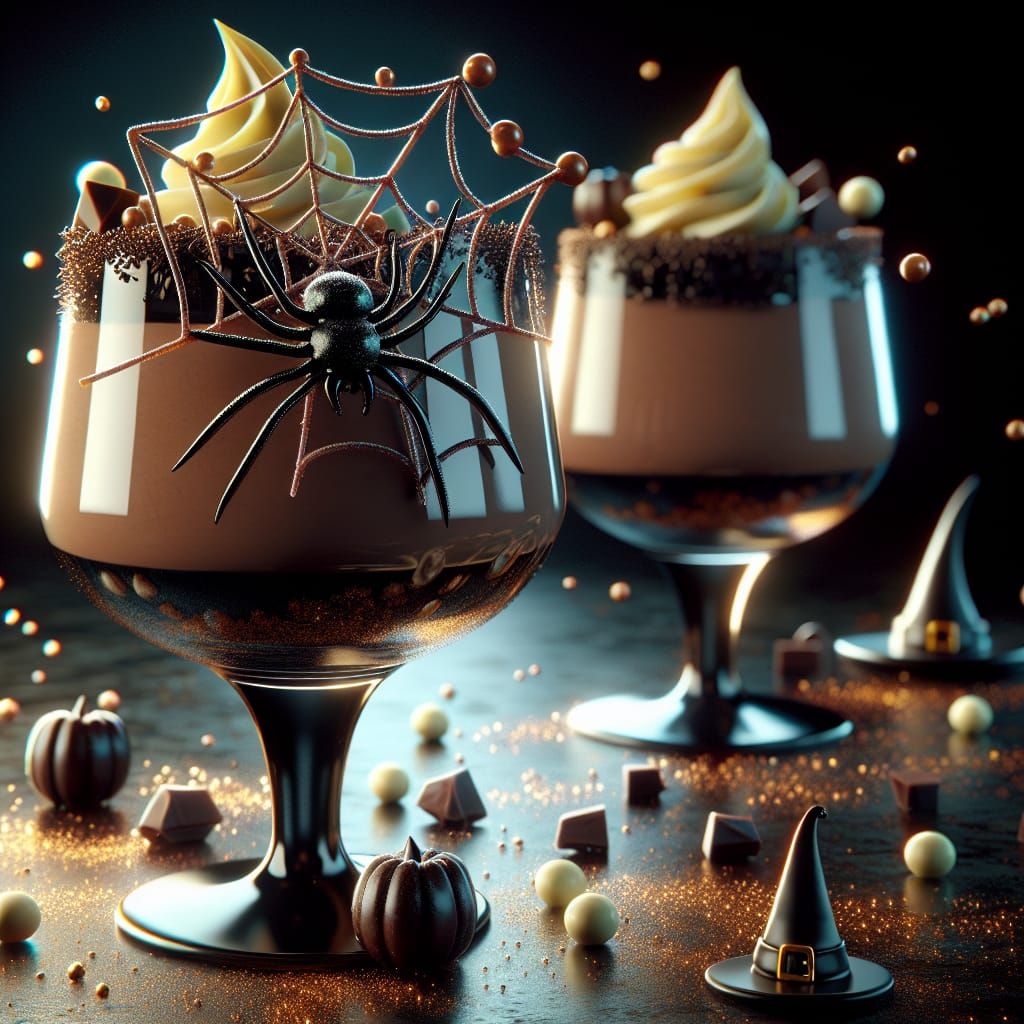 Intricate Spider Cups Dessert in Elegant Glass