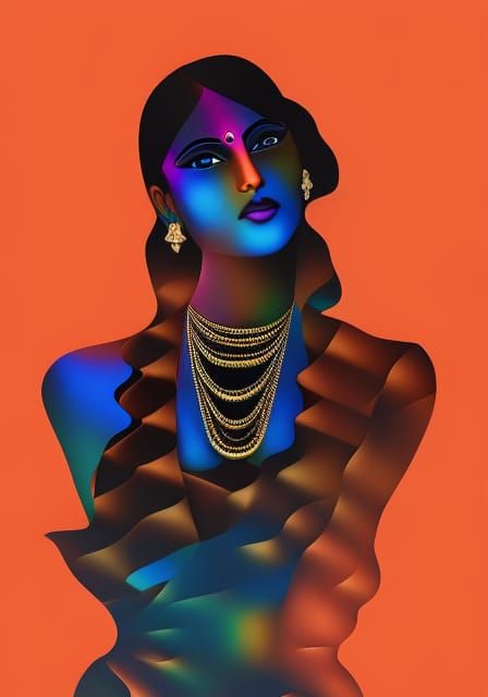 Colorful Indian Cultural Artwork of Three Women