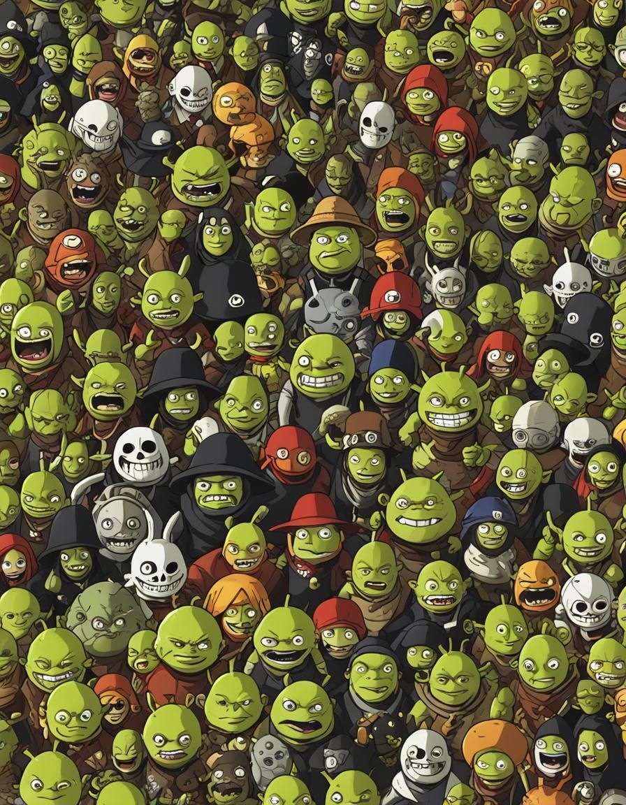Surreal Shrek Mashup of Anime and Pop Culture