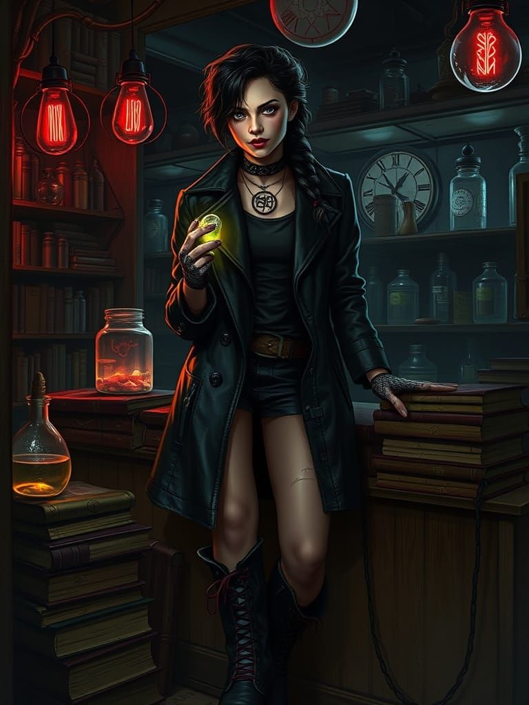 Chloe Moreau in Dimly Lit Alchemical Shop