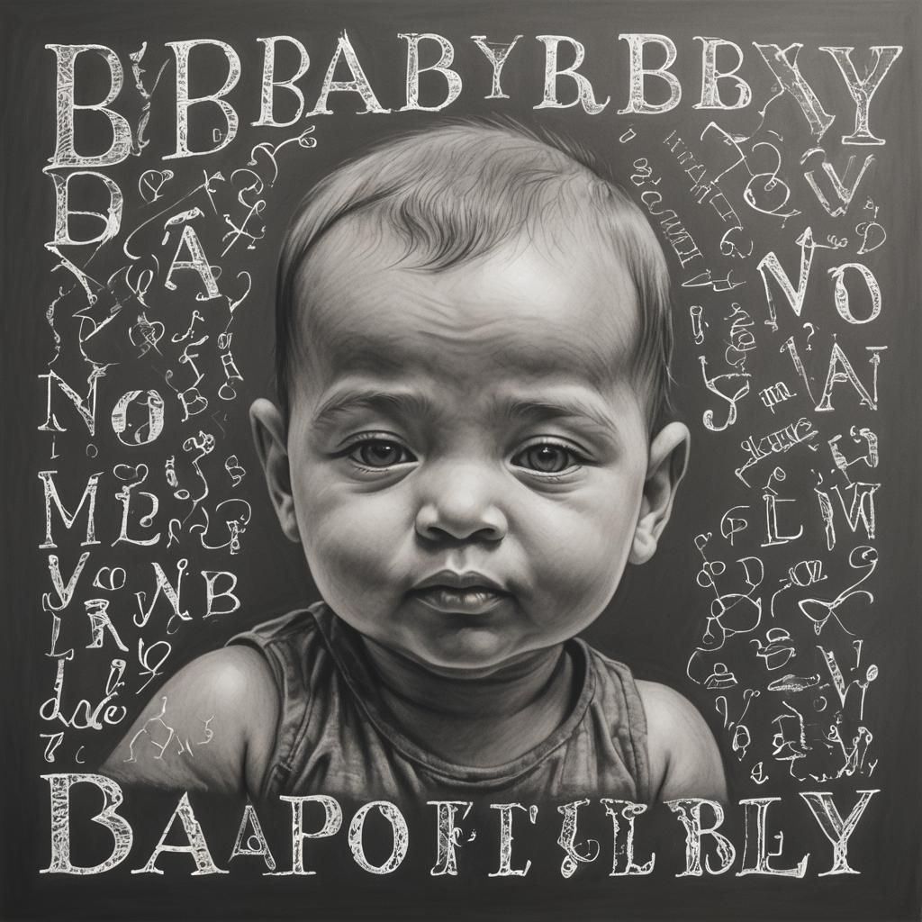 Hyperdetailed Charcoal Baby Outline Drawing