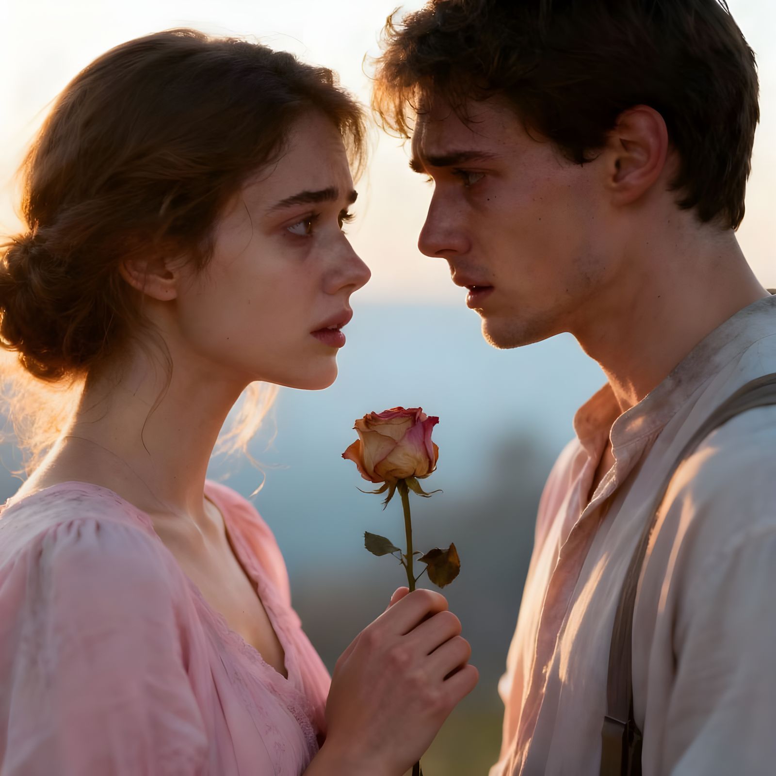 Heartbreaking Romantic Scene of a Couple in Stressful Settin...