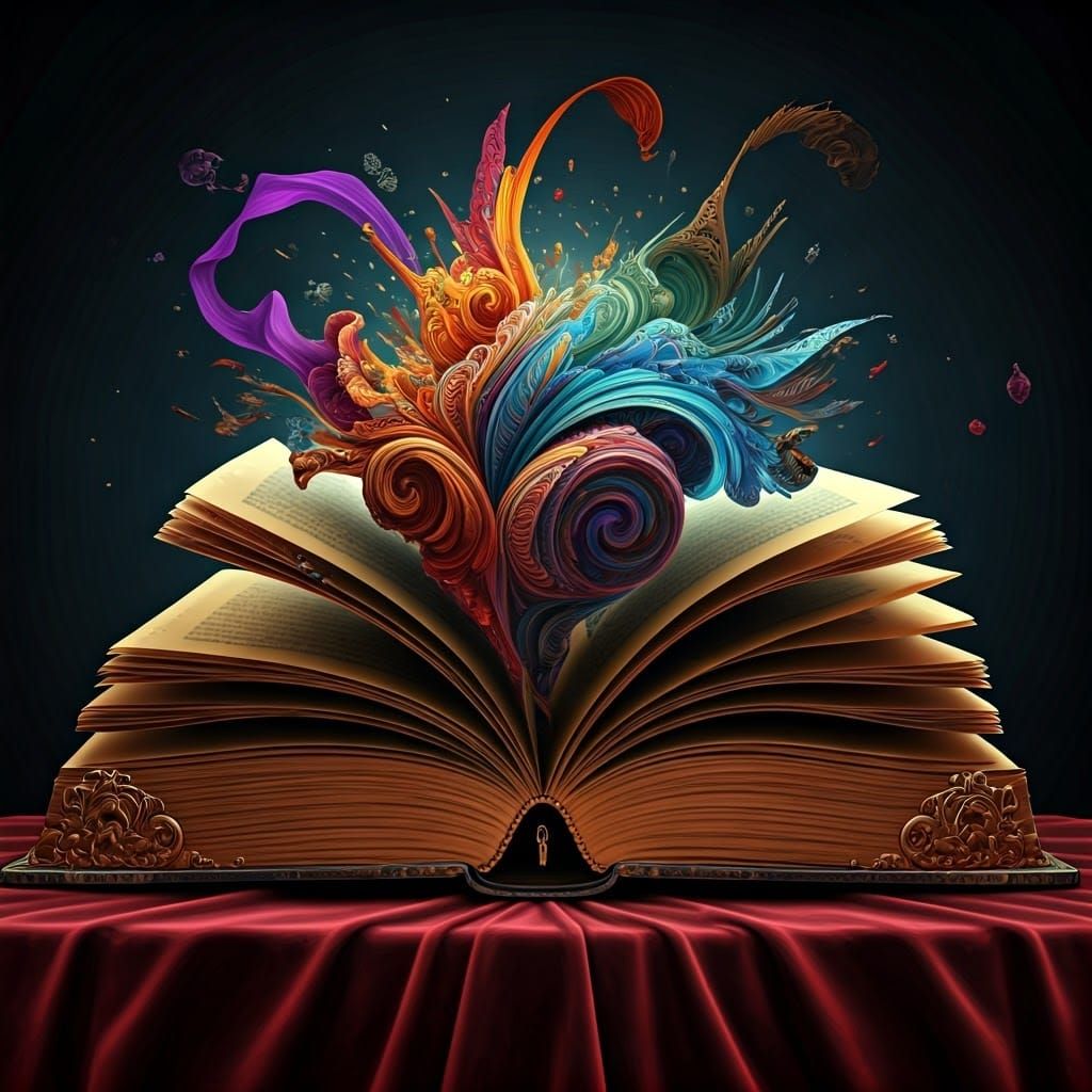 Clothes and Shoes Erupting from Book in 3D