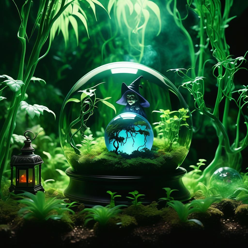 Evil Witch Terrarium with Crystal Ball in 3D