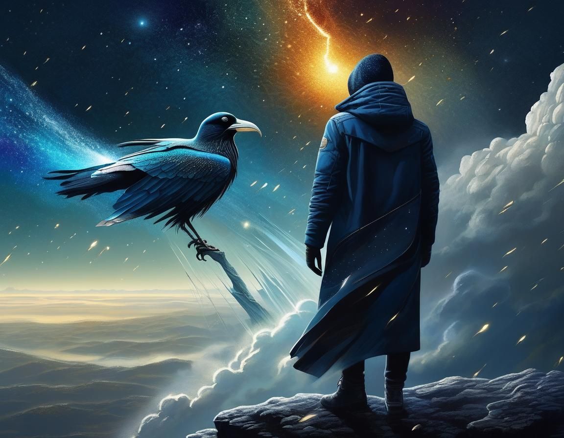 Dreamlike Creature Gazing Over Souls in Storm