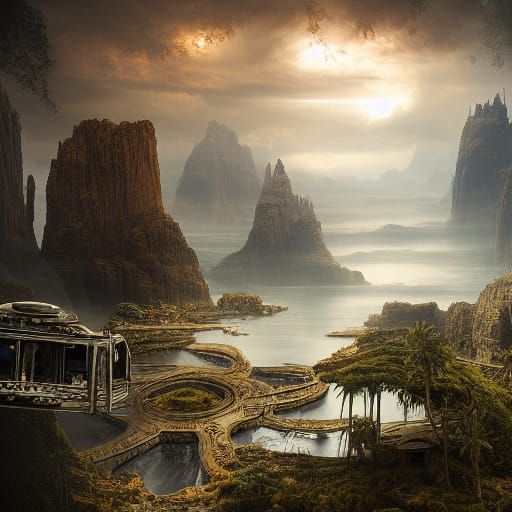 Epic Maximalist Digital Matte Painting
