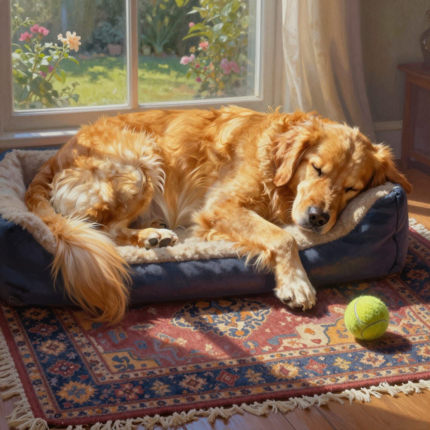 Golden Retriever Sleeping in Sunlight