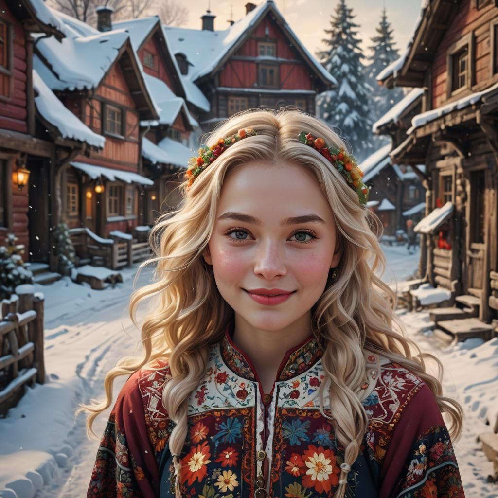 Chubby Cheeks: A Russian Girl in Snowy Village