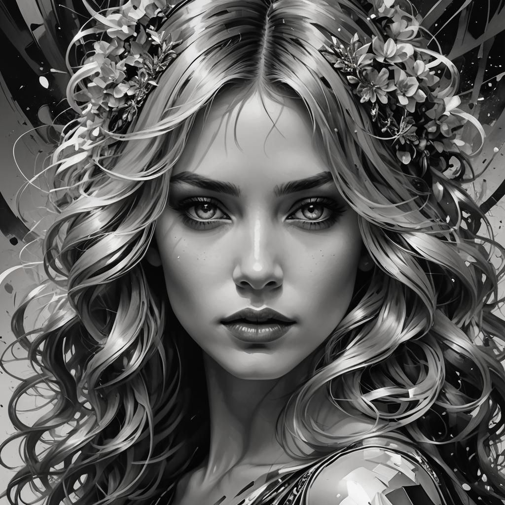 painting of thousands of celebrities in black and white