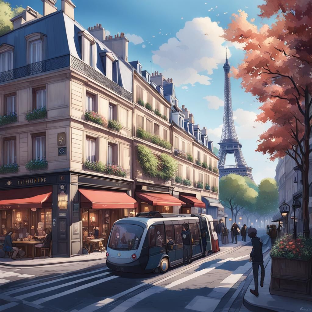 Paris 7th Arrondissement in 3D Anime Style