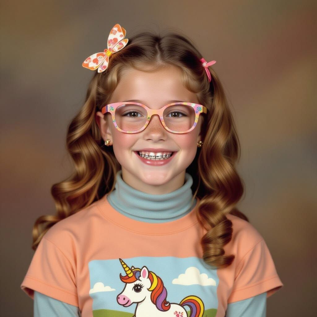 Awkward Girl's Yearbook Portrait with 70s Style