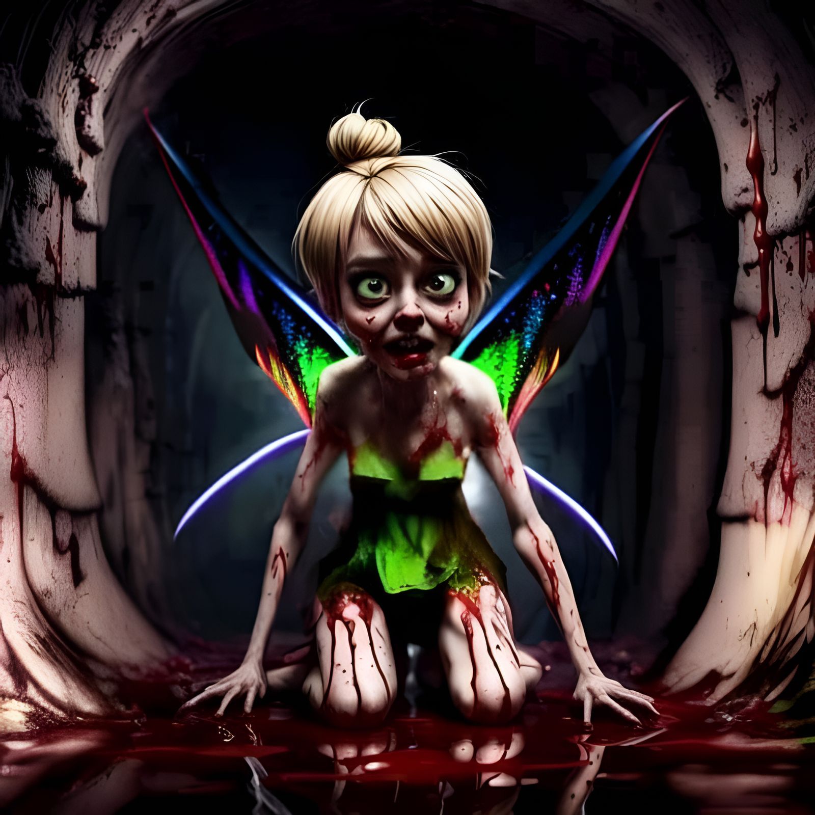 Evil Tinkerbell with Blood Splatter Illustration