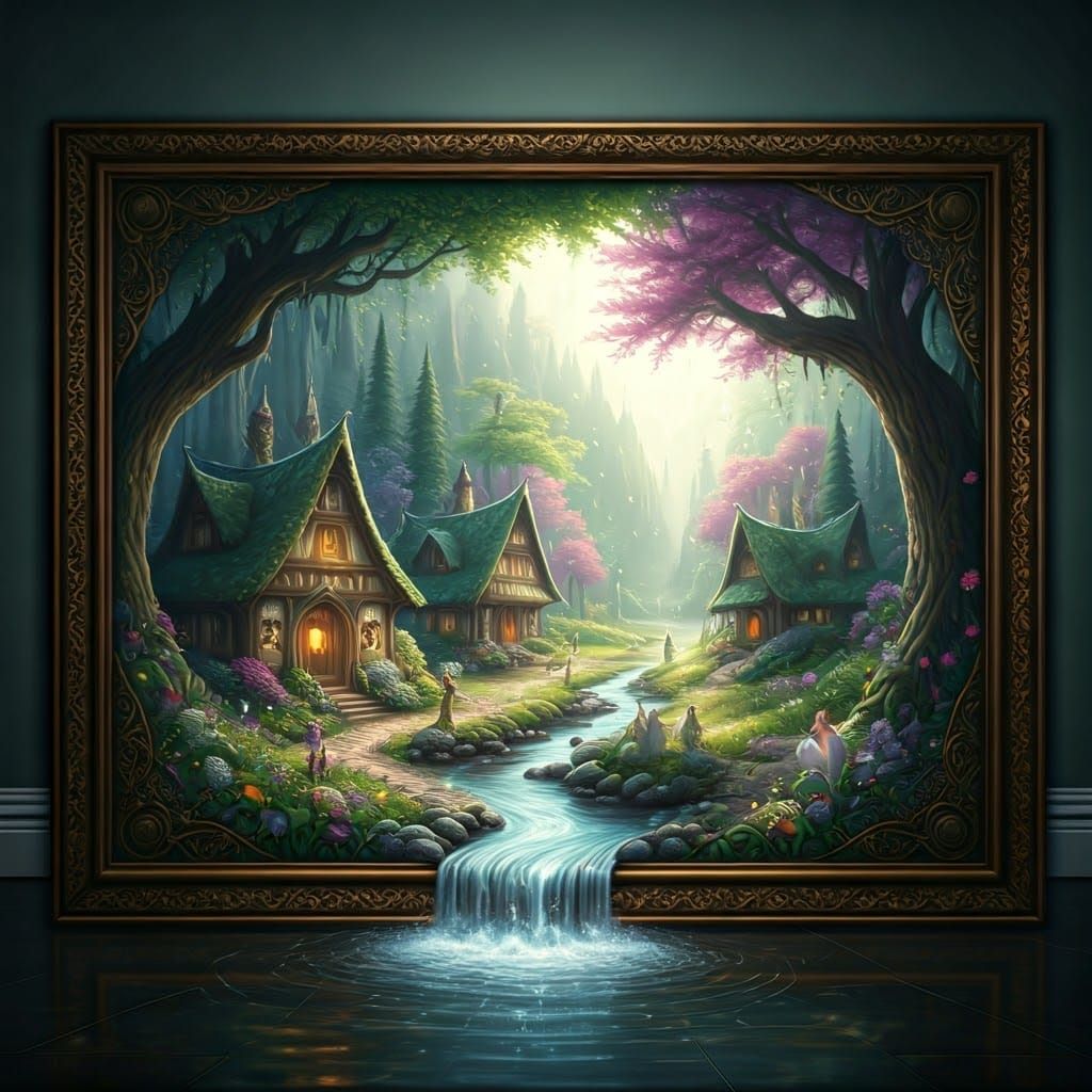 Fantasy World Painting with Fairies in Triadic Colors
