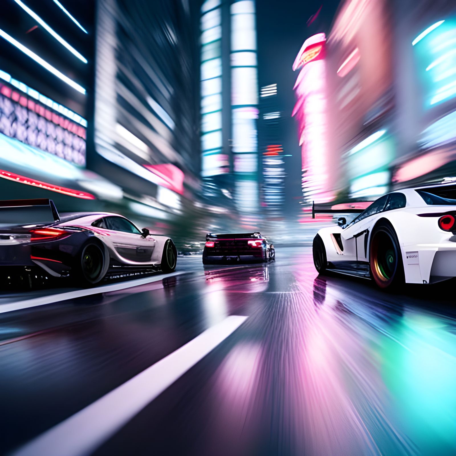 Tokyo Street Racing Under Neon Lights