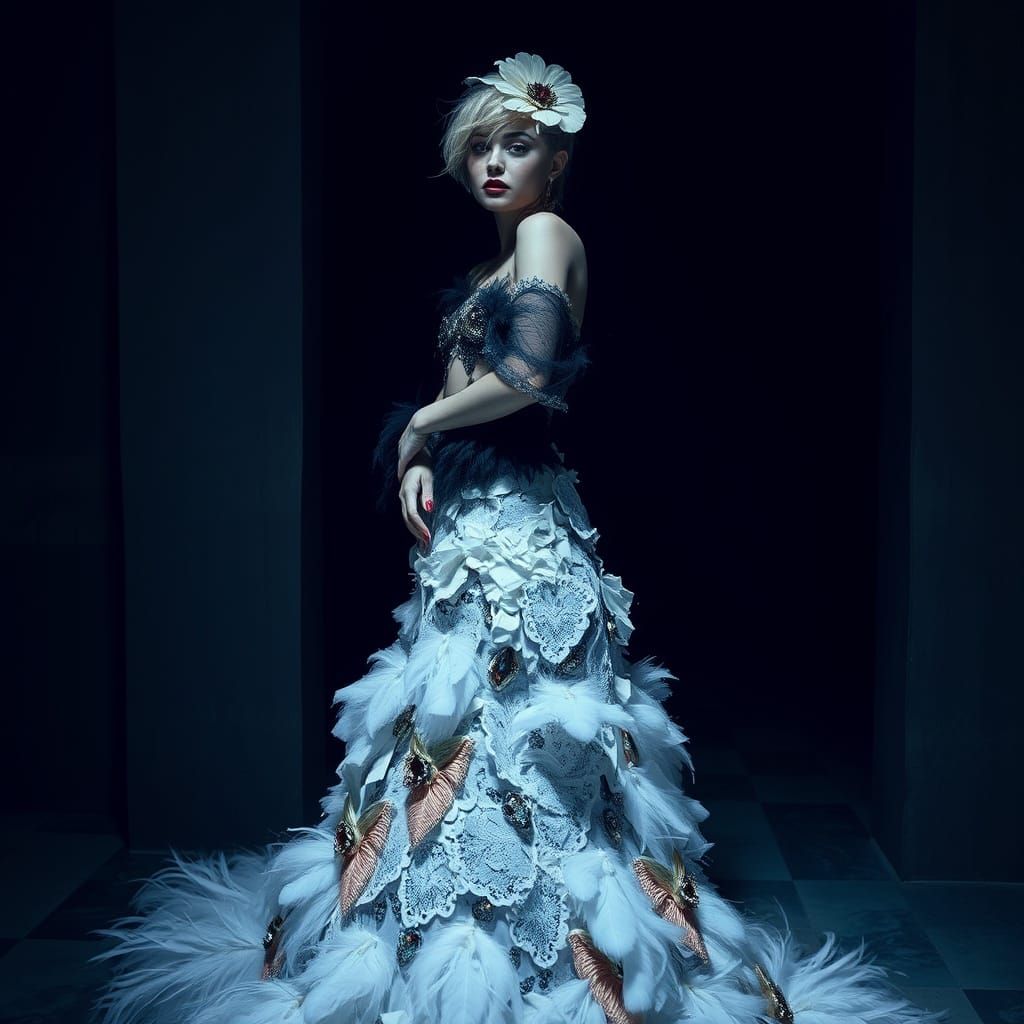 Miley Cyrus in Tattered McQueen-Inspired Gown with Dark Roma...