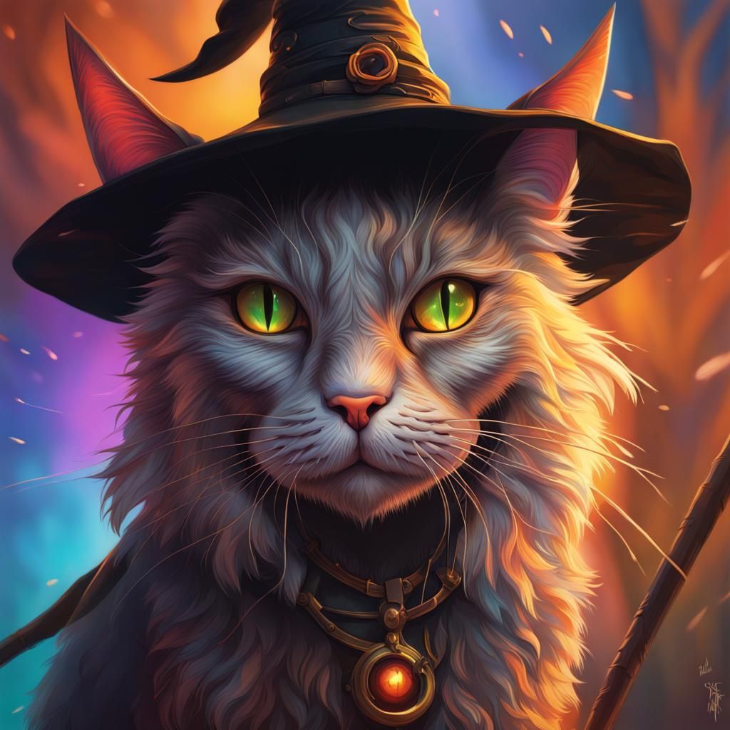 Hyperrealistic Witch Cat Concept Art