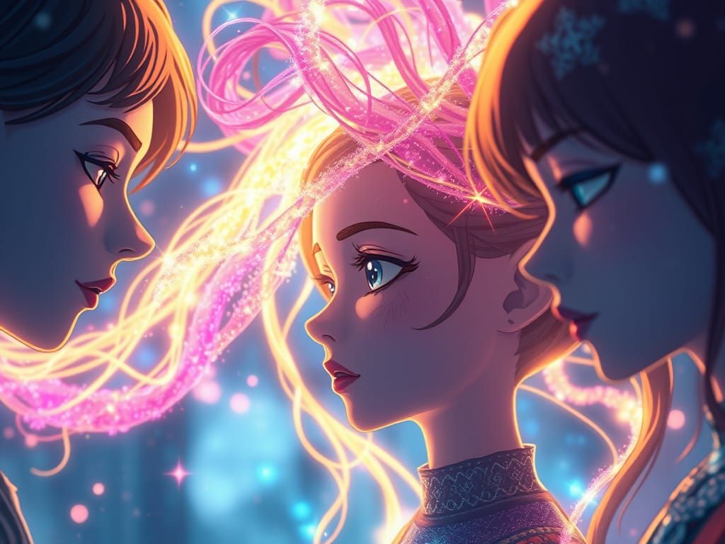 Fading Memories as Glowing Threads in Anime Style