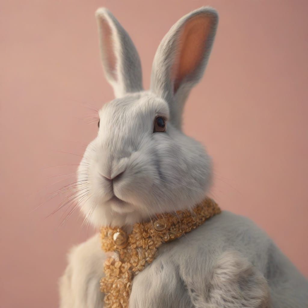 Rabbit King: A Surrealist Fantasy in Pastel Hues