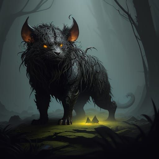 Epic Dark Fantasy Creature Emerges from Shadows in Damp Unde...