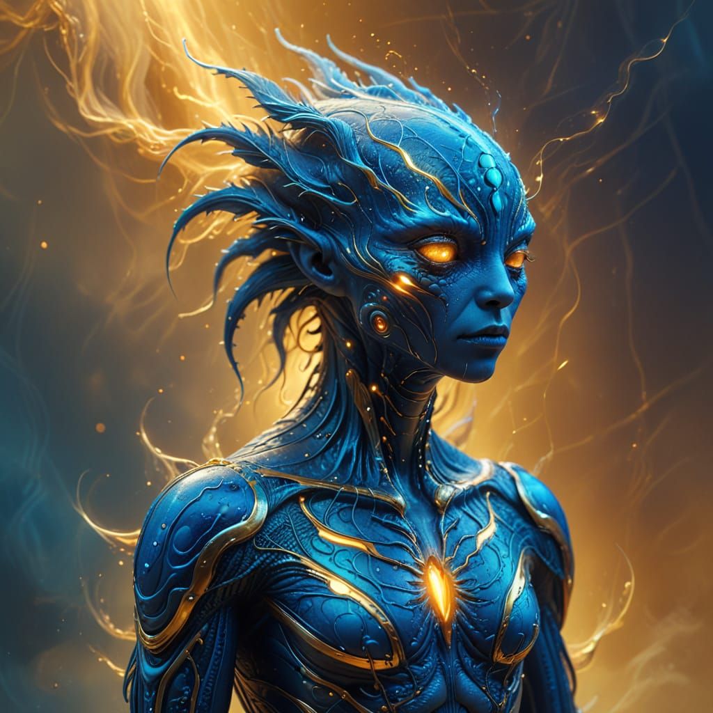 Surreal Blue Creature in Dreamlike Digital Art