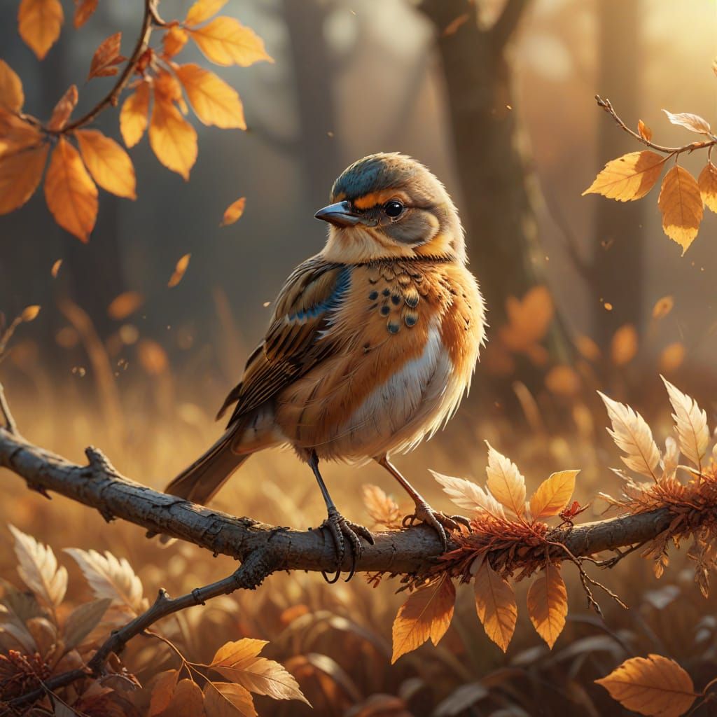 Autumn Meadow Birdsong: Fantasy Illustration