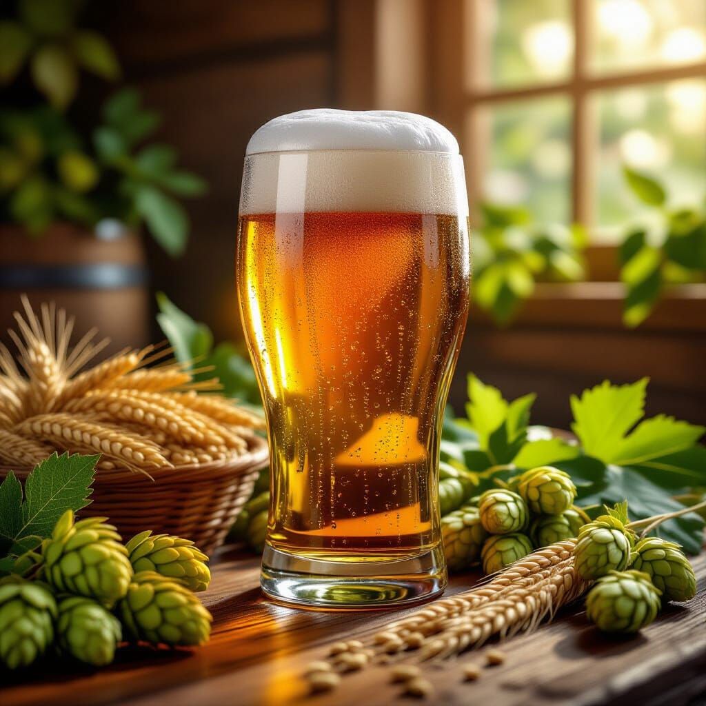 Golden Beer Pouring with Realistic Foam