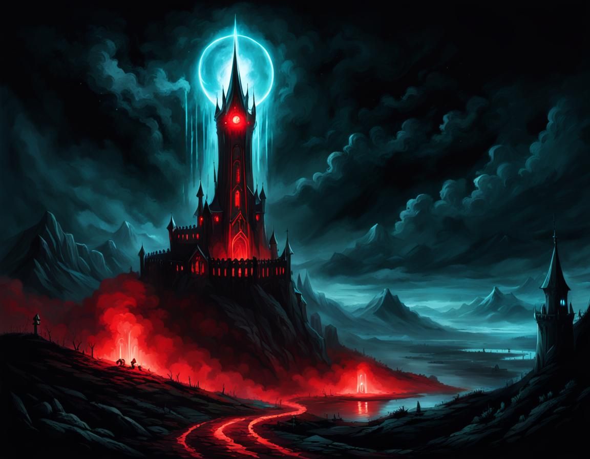 Haunted Medieval Tower in High Fantasy Art Style