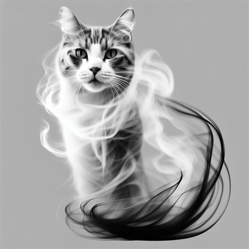 Ethereal Smoke Cat: A Vector Art Image