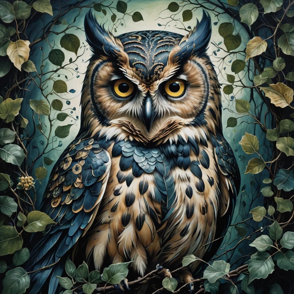 Floral Owl in Motion: Surrealist Photography Masterpiece