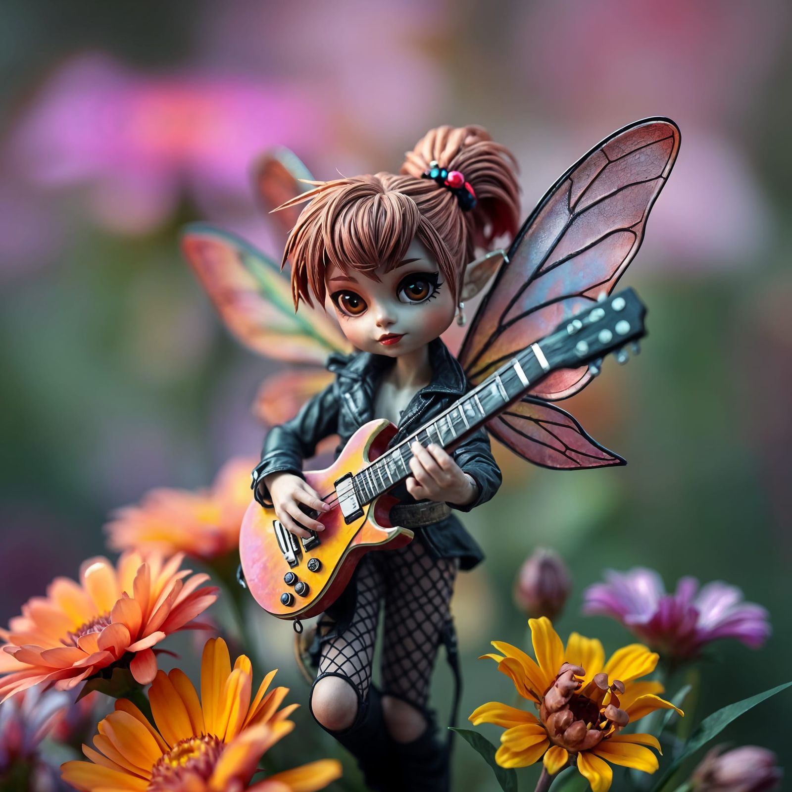 Punk Rock Fairy with Dragonfly Guitar
