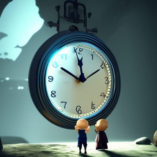 Time's Passage: Baby and Old Man Clock