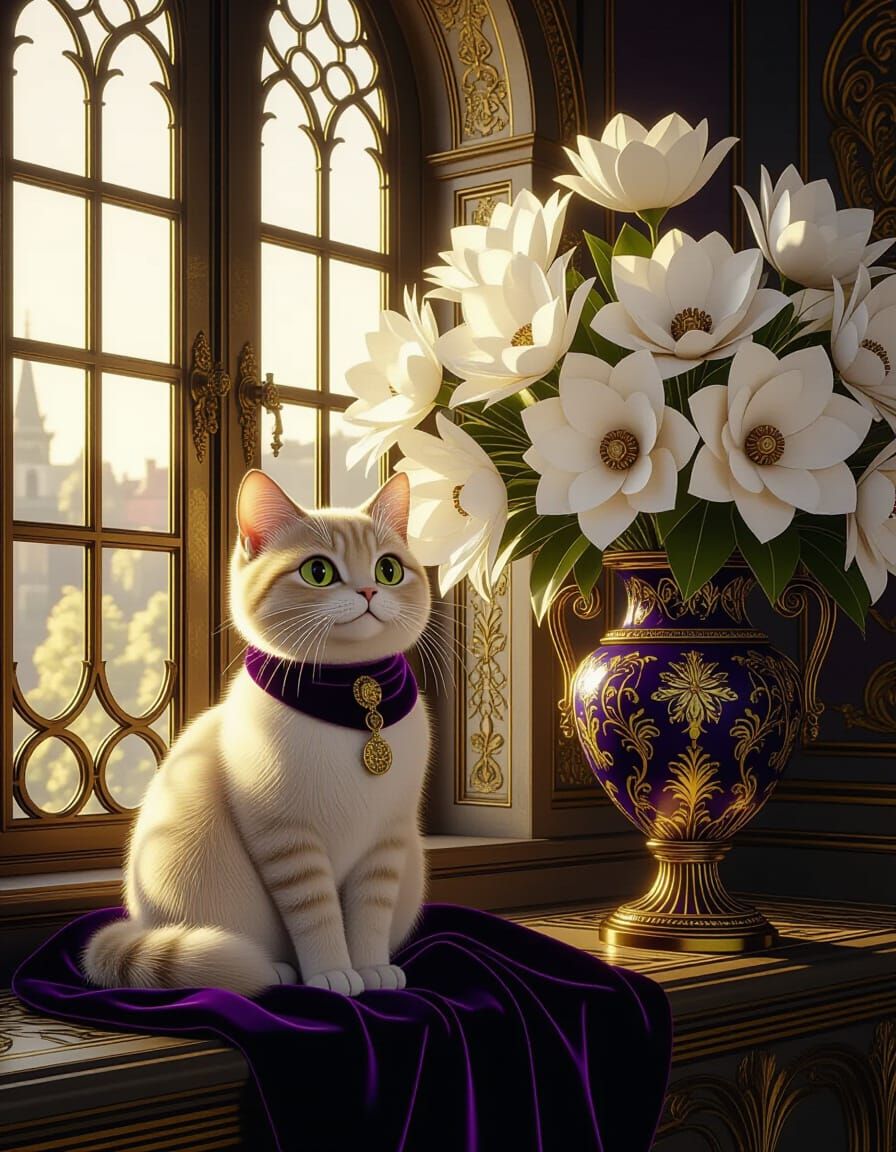 Italian Renaissance Cat in Dark Fantasy Style