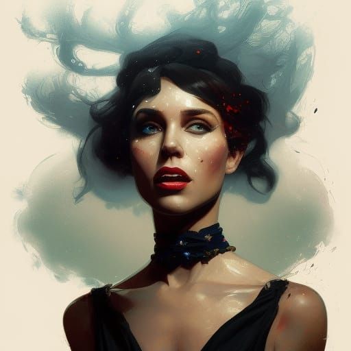 Jazz Dancer Portrait in Art Nouveau Style