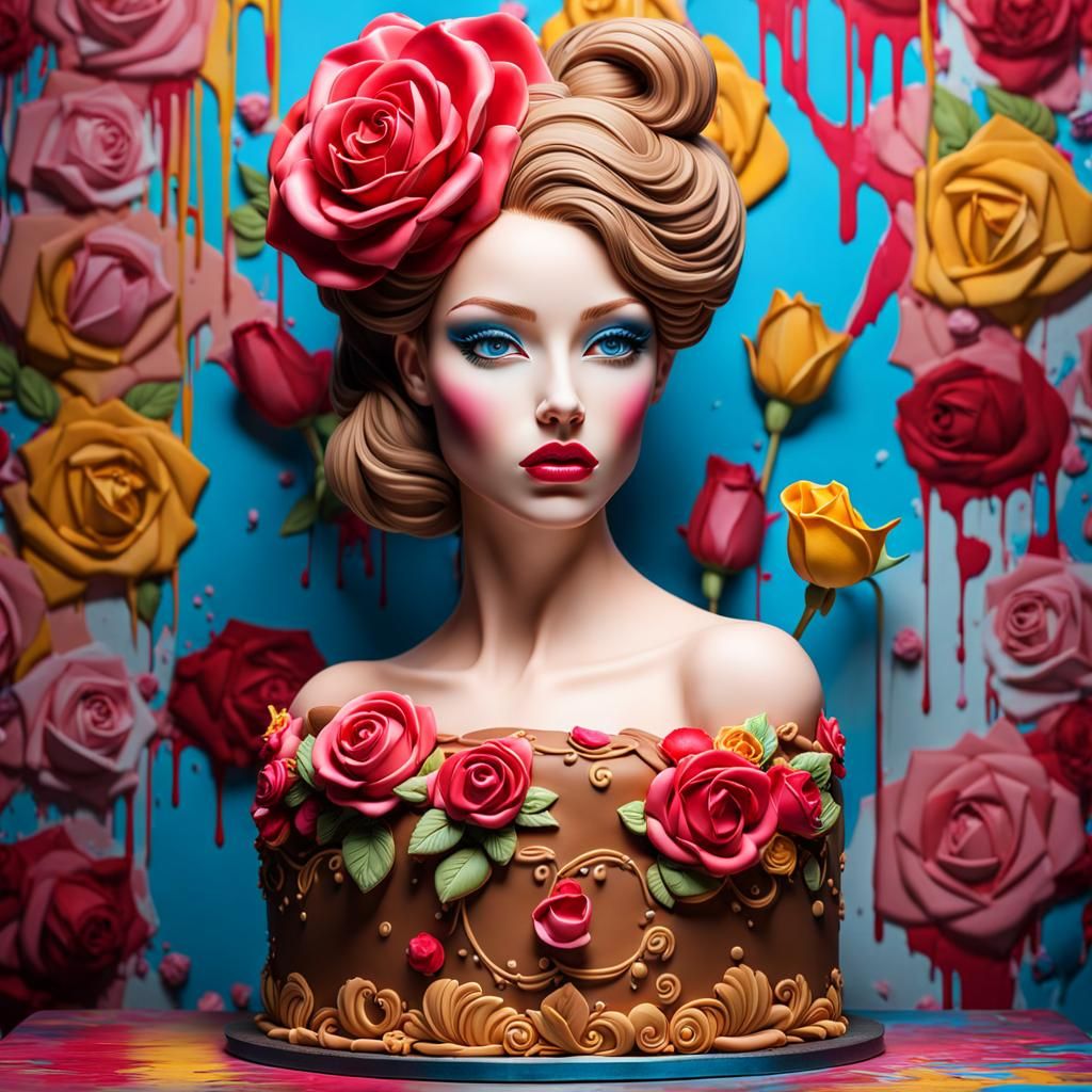 Hyperrealistic 3D Cake Bust of a Woman