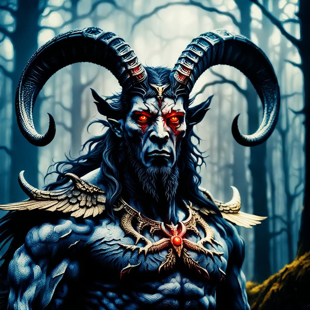 Cain as Baphomet in Dark Mystical Forest